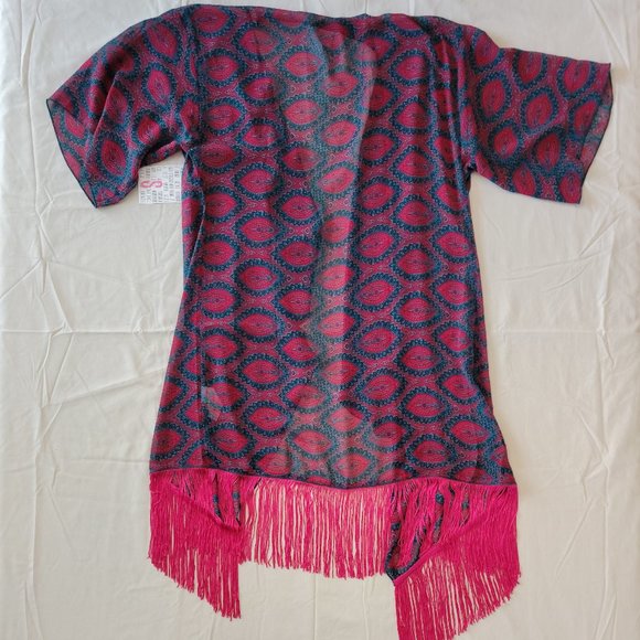 LuLaRoe Monroe Kimono with Fringe - Picture 2 of 2
